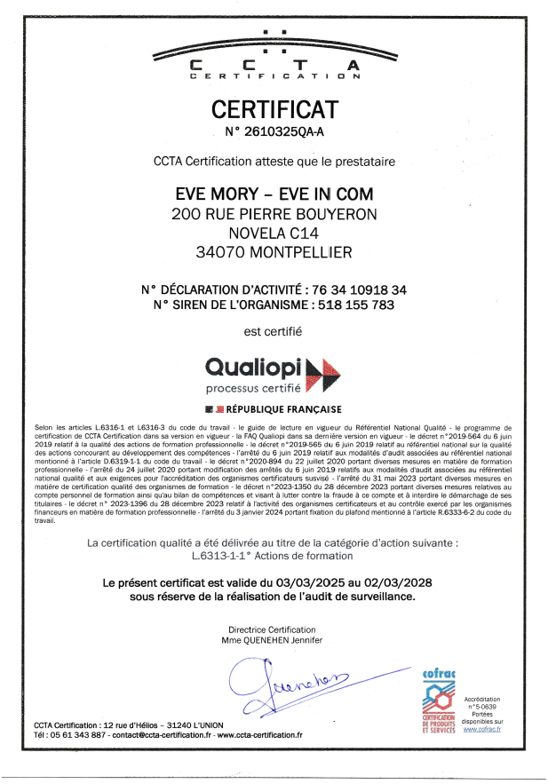 certification qualiopi Eve In Com